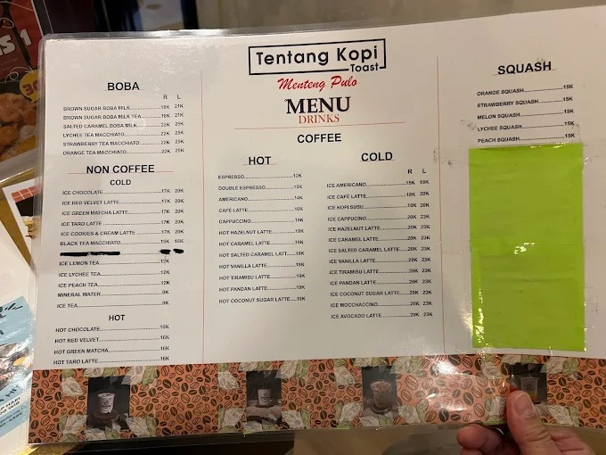 menu minuman Tentang Kopi Menteng Pulo